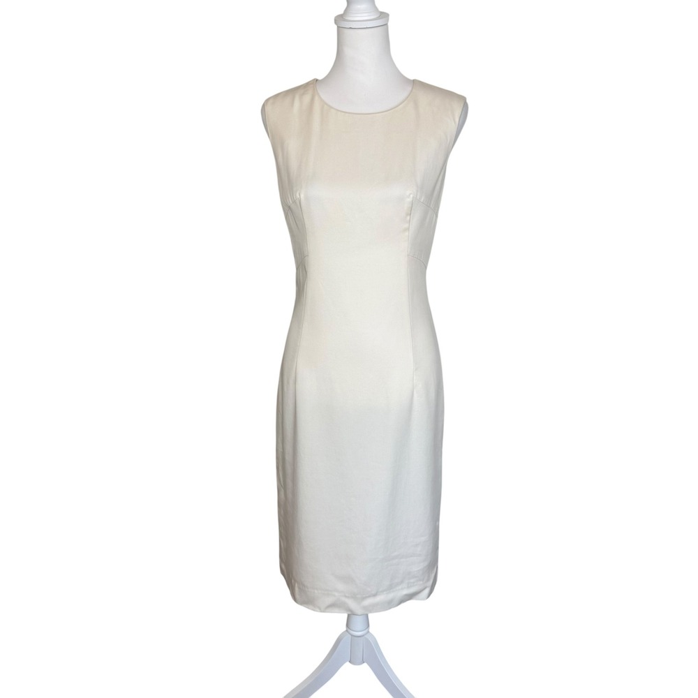 Milly Womens Shift‎ Dress White Cream Sleeveless Exposed Black Zipper Size 6 New